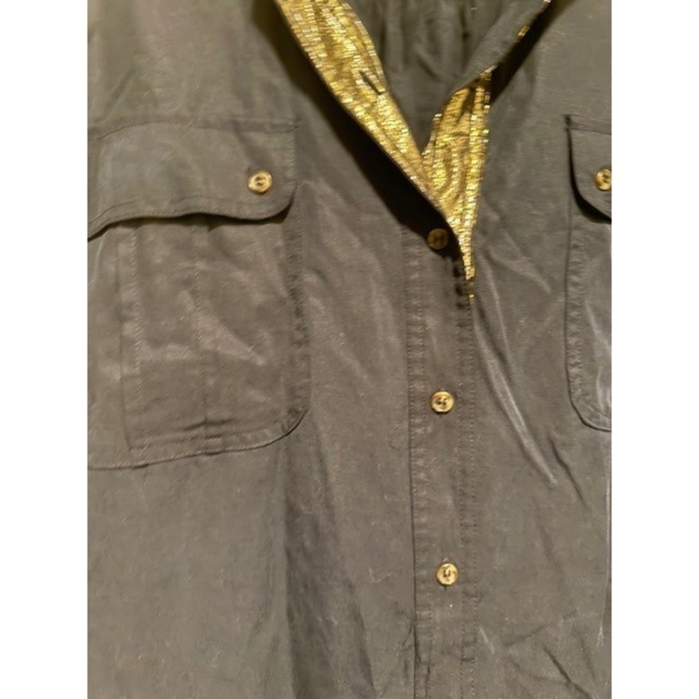 Free People Women's Off Campus Tencel Utility Shirt Gold Trim Button Down Blouse - Picture 7 of 10